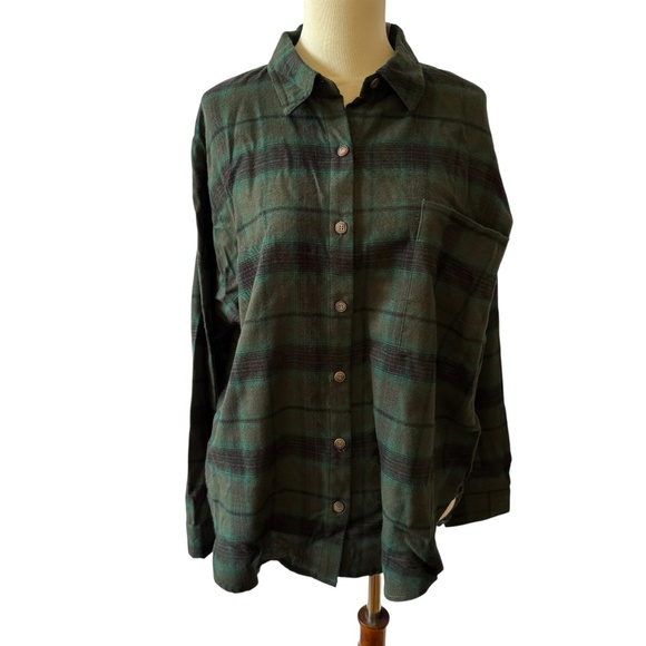 BLU PEPPER SOFT LIGHTWEIGHT FLANNEL SHIRT BUTTON FRONT PLAID RUSTIC CASUAL NWT S - Picture 2 of 12
